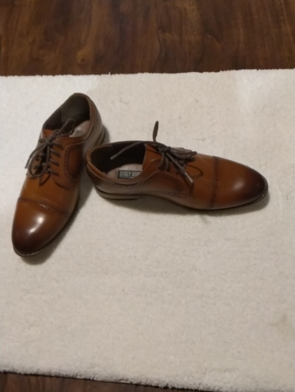 Stacy Adams Cognac Brown Leather Cap-Toe Oxfords